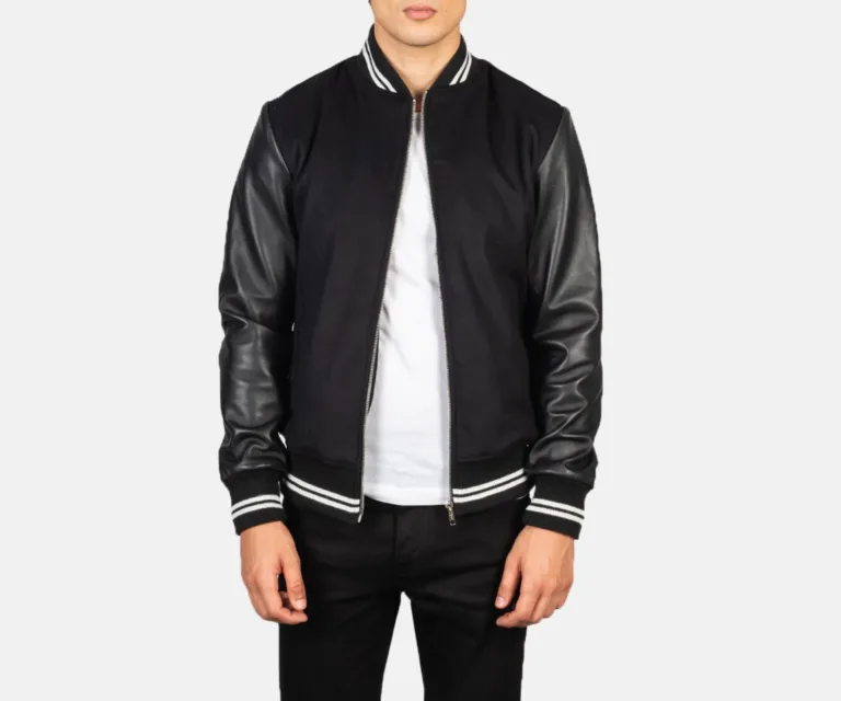 Harrison Black Hybrid Varsity Jacket