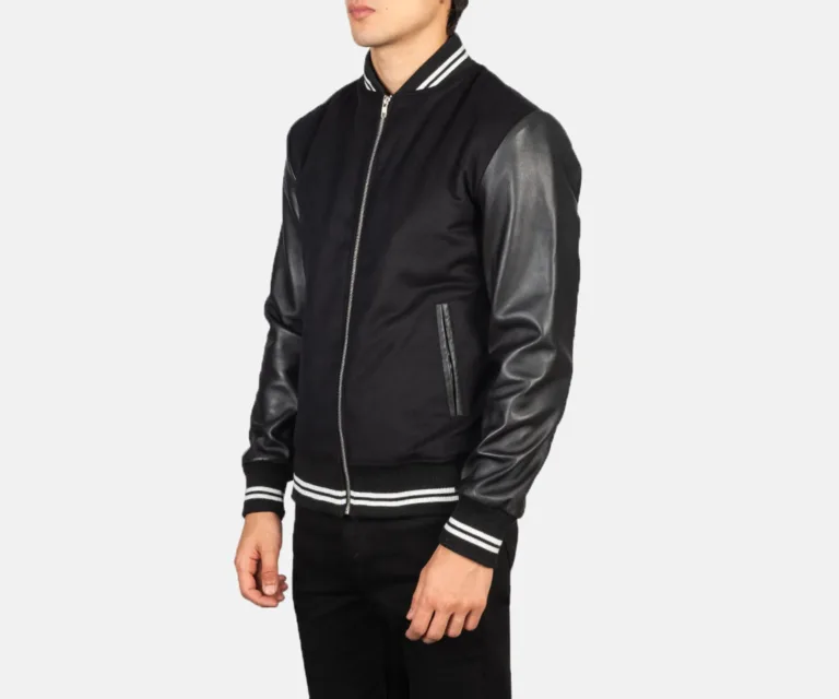 Harrison Black Hybrid Varsity Jacket — view 2