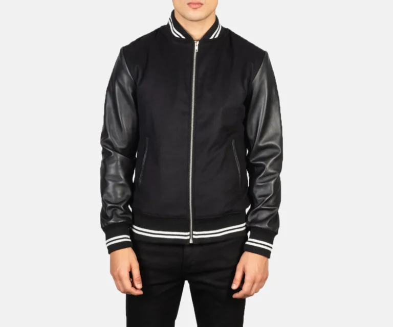 Harrison Black Hybrid Varsity Jacket — view 4
