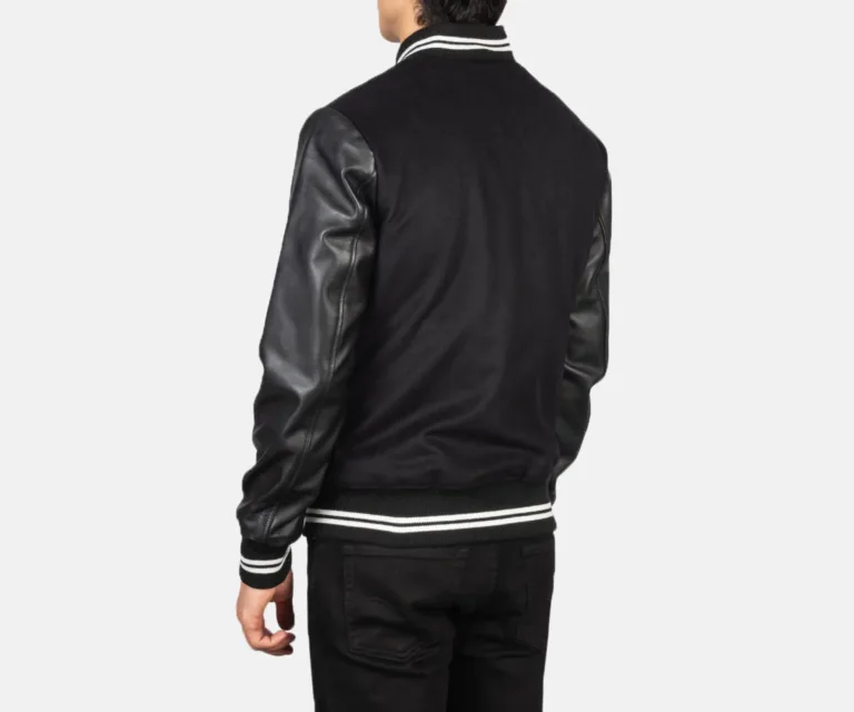 Harrison Black Hybrid Varsity Jacket — view 5