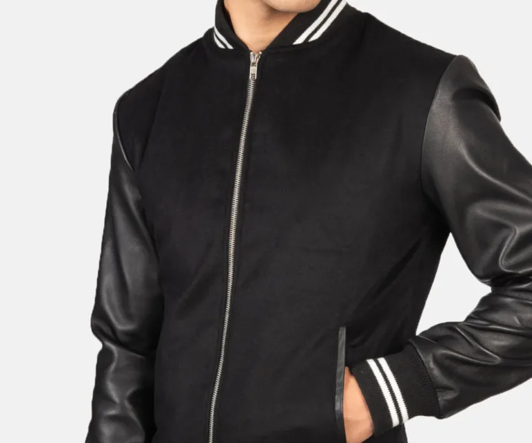 Harrison Black Hybrid Varsity Jacket — view 6