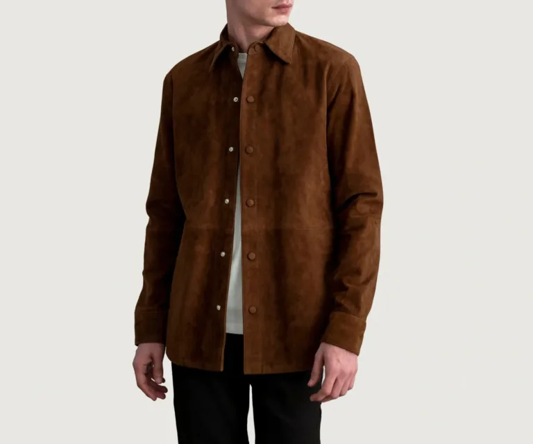 Haven Brown Suede Leather Shirt — Front Open Hero Presentation