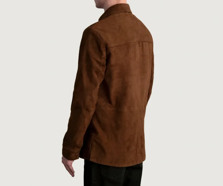 Haven Brown Suede Leather Shirt — Full-Length Model Editorial Presentation