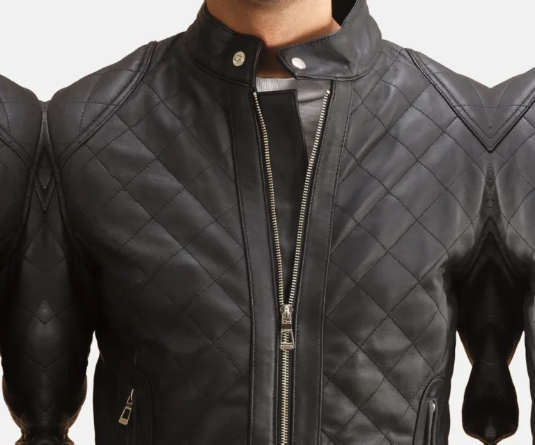 Henry Quilted Black Leather Jacket — Rear Back View & Clean Hemline