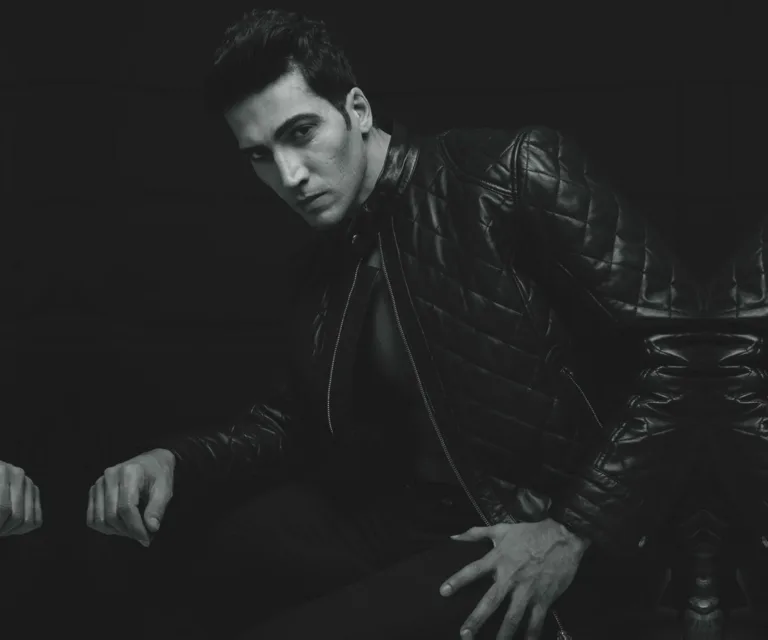 Henry Quilted Black Leather Jacket — Macro Detail Texture, Stitching & Hardware