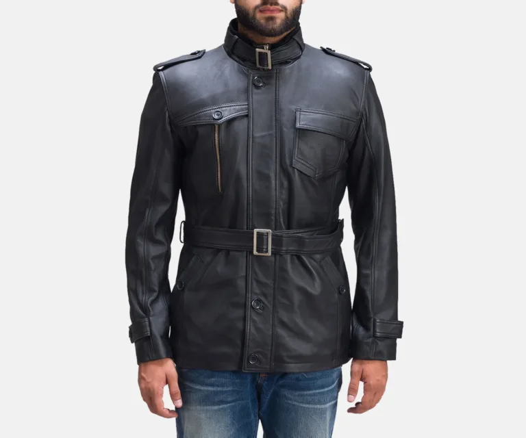 Hunter Black Leather Jacket — Front Hero View