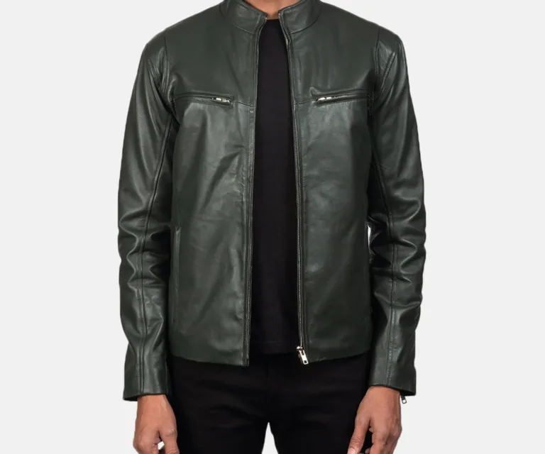 Ionic Green Leather Biker Jacket