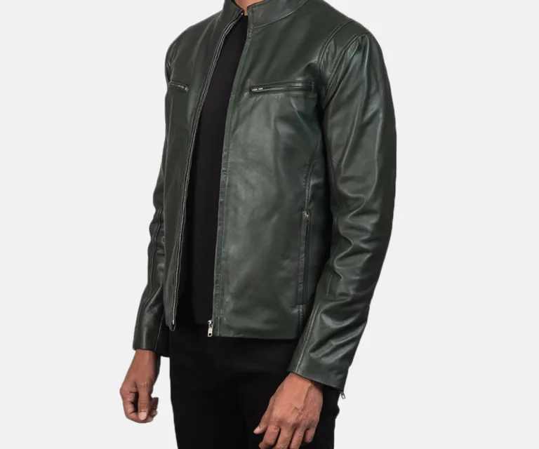 Ionic Green Leather Biker Jacket — view 2
