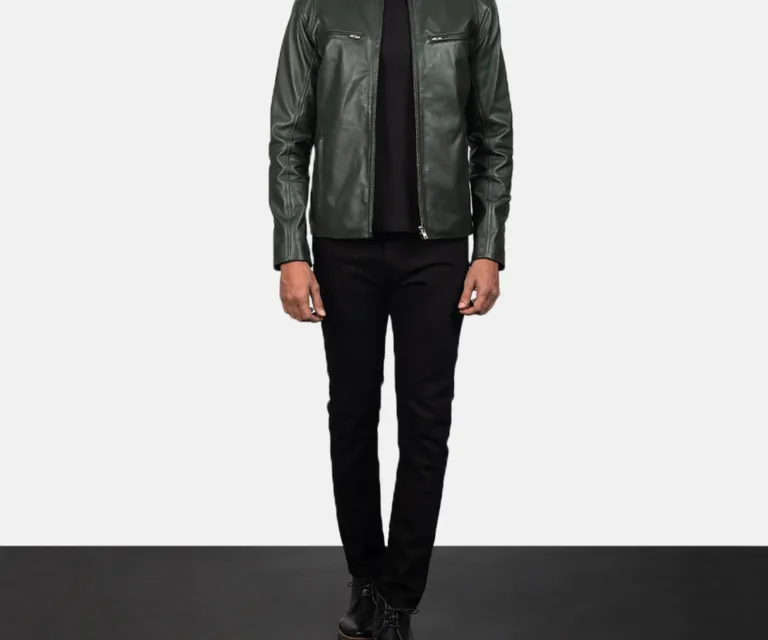 Ionic Green Leather Biker Jacket — view 4