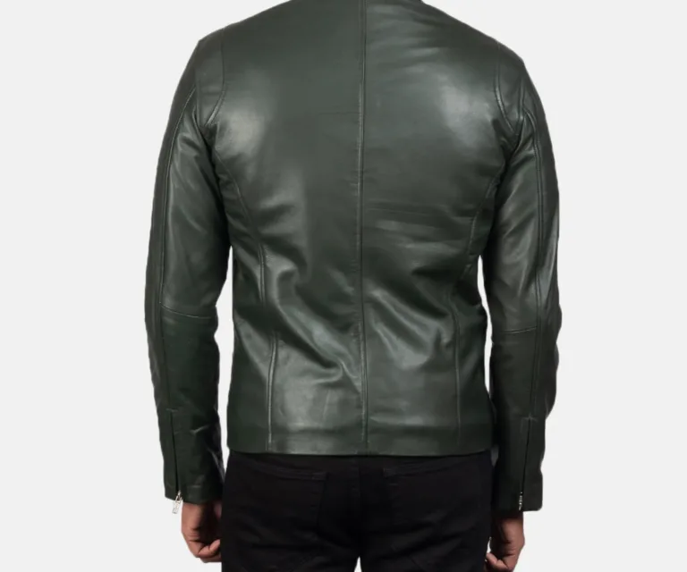 Ionic Green Leather Biker Jacket — view 5