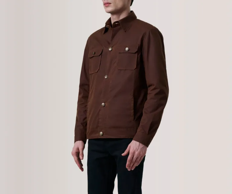 Irwin Brown Waxed Canvas Field Jacket — Side Profile View