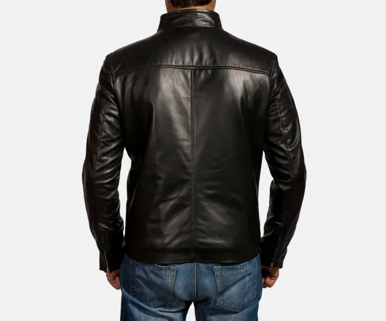 Jack Black Leather Biker Jacket — Full-Length Model Editorial Presentation