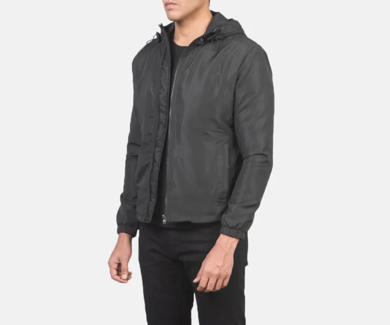 Jimmy Black Hooded Windbreaker Jacket — Front Open Hero Presentation
