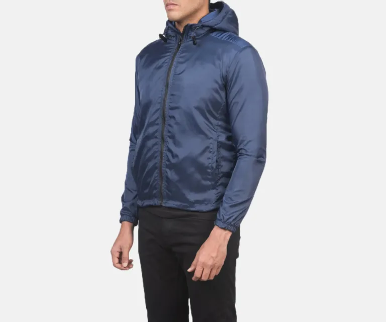 Jimmy Blue Hooded Windbreaker Jacket — Front Open Hero Presentation