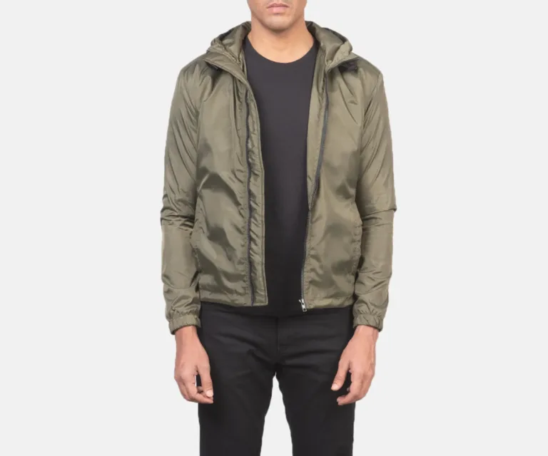 Jimmy Green Hooded Windbreaker Jacket — Front Open Hero Presentation