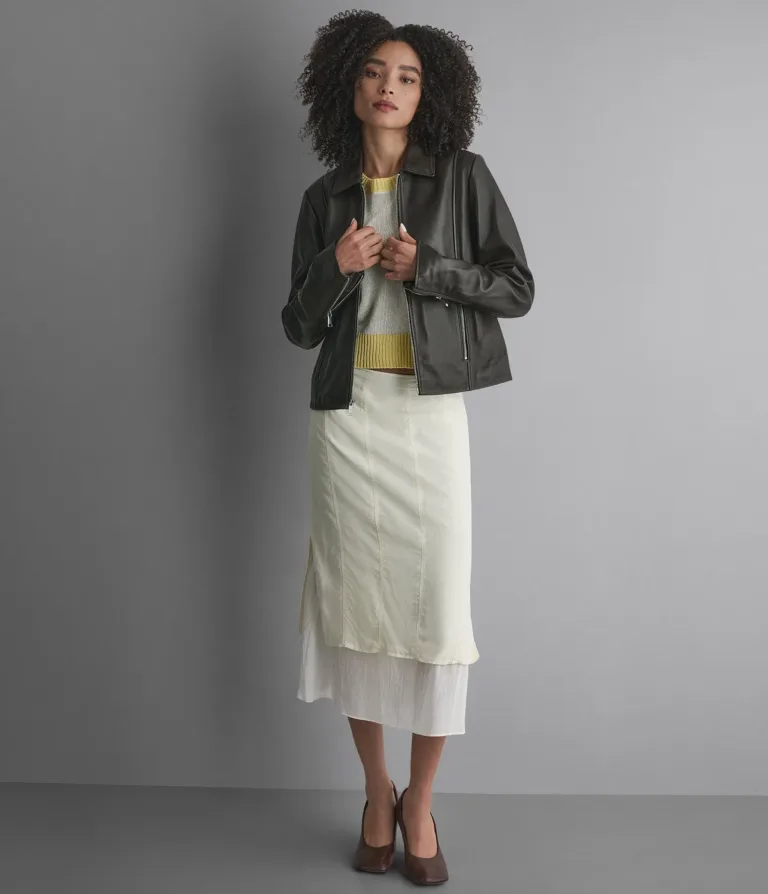 Justine Leather Shirt Jacket in Chocolate, official Wilsons Leather product photo 1