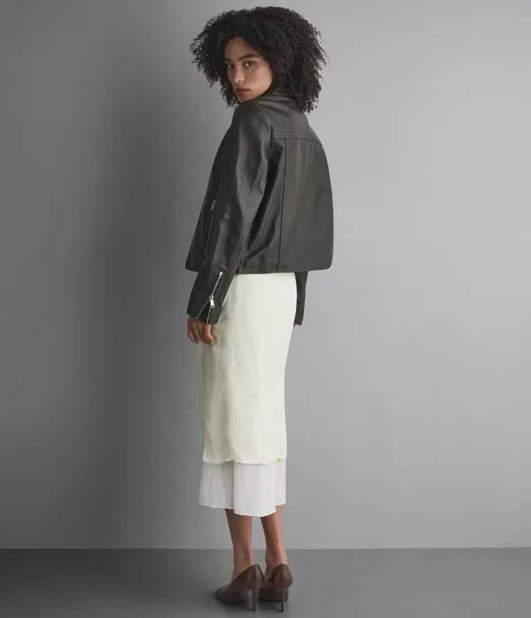 Justine Leather Shirt Jacket in Chocolate, official Wilsons Leather product photo 2