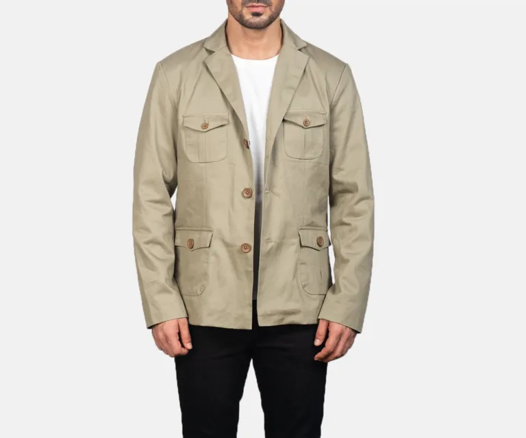 Kajetan Beige Safari Jacket — Front Open Hero Presentation
