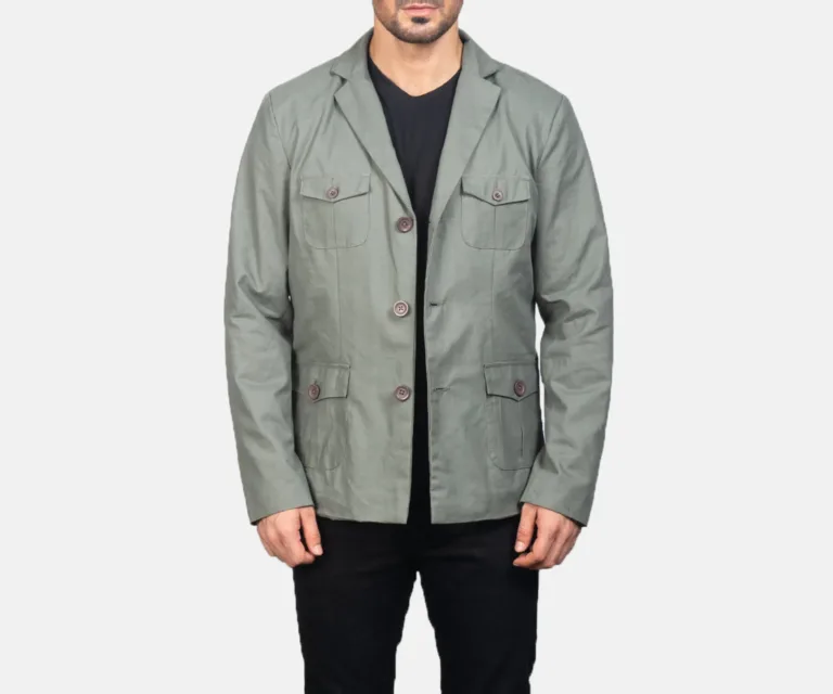 Kajetan Grey Safari Jacket — Front Open Hero Presentation