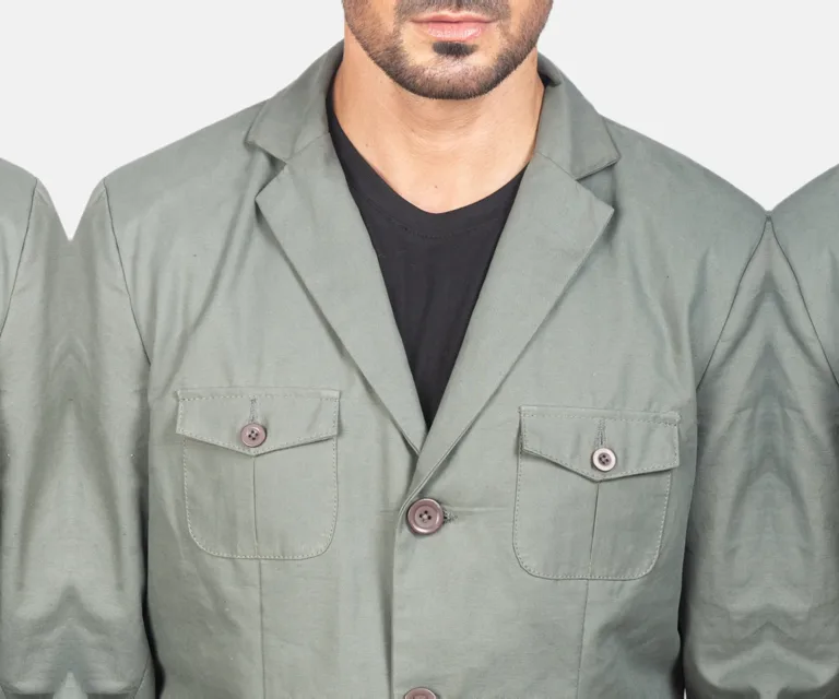 Kajetan Grey Safari Jacket — Full-Length Model Editorial Presentation