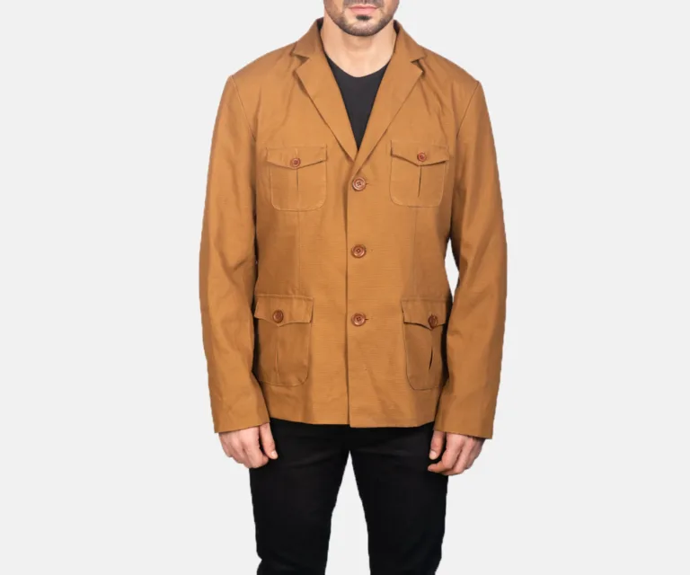 Kajetan Khaki Safari Jacket — Rear Back View & Tailored Vent Hemline