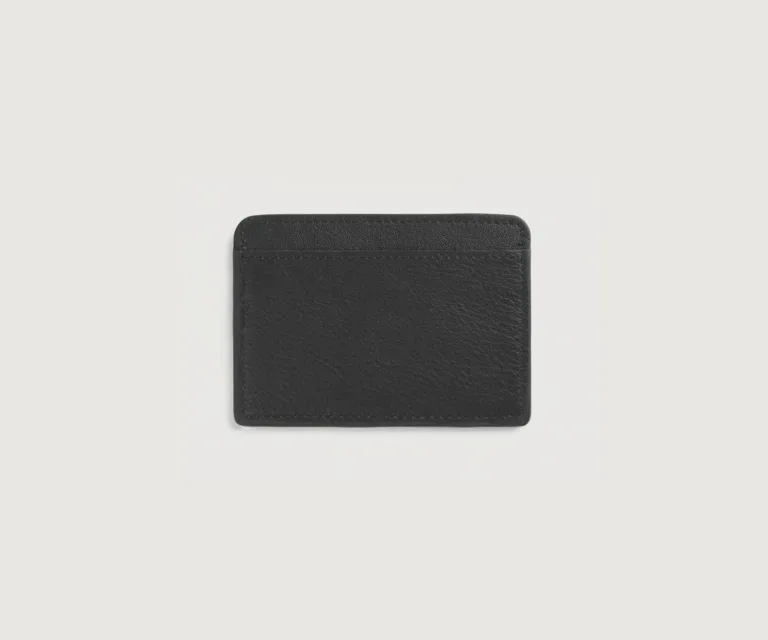 Karl Black Leather Card Holder Luxury Handcrafted Leather Accessory / Gift — Unfolded Internal Compartment Architecture