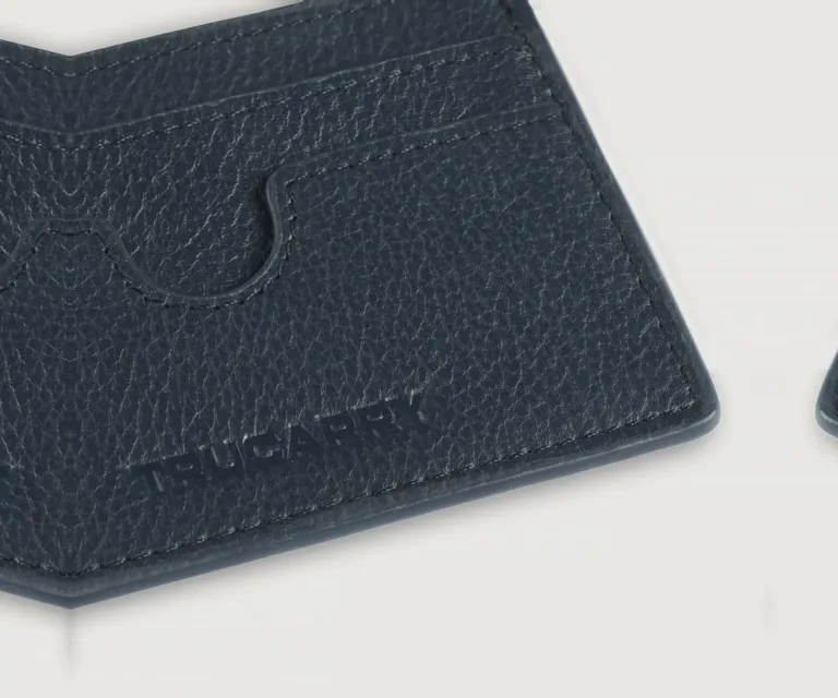 Karl Blue Leather Card Holder Luxury Handcrafted Leather Accessory / Gift — Luxury Gift Box & Signature Packaging Presentation