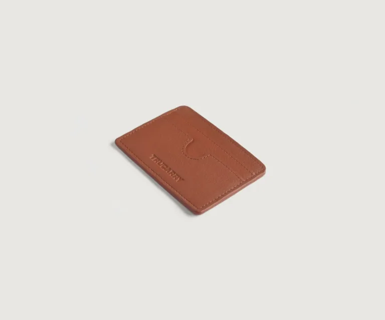 Karl Brown Leather Card Holder Luxury Handcrafted Leather Accessory / Gift — Macro Leather Texture & Precision Stitching