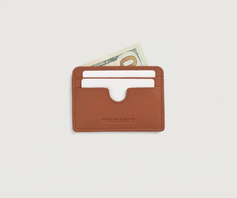 Karl Brown Leather Card Holder Luxury Handcrafted Leather Accessory / Gift — Burnished Edge Craftsmanship & Slim Profile