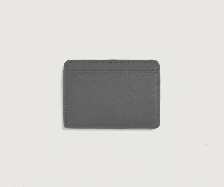 Karl Grey Leather Card Holder Luxury Handcrafted Leather Accessory / Gift — Unfolded Internal Compartment Architecture