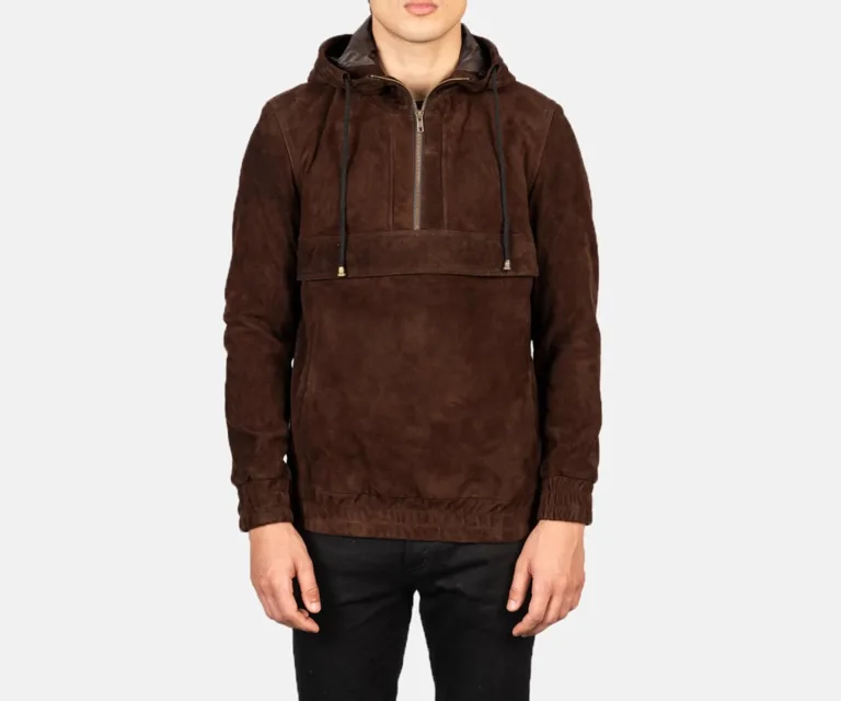 Kenton Hooded Mocha Suede Pullover Jacket — view 4