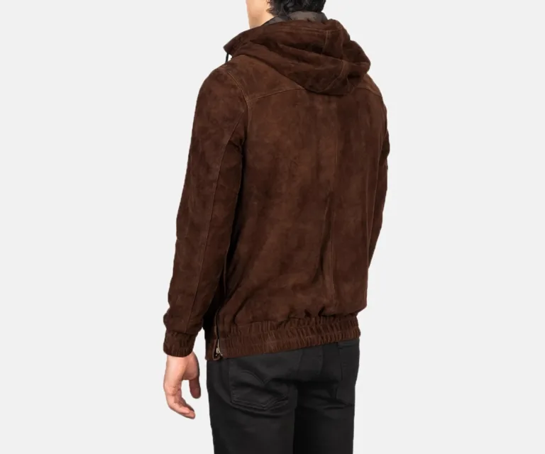 Kenton Hooded Mocha Suede Pullover Jacket — view 5
