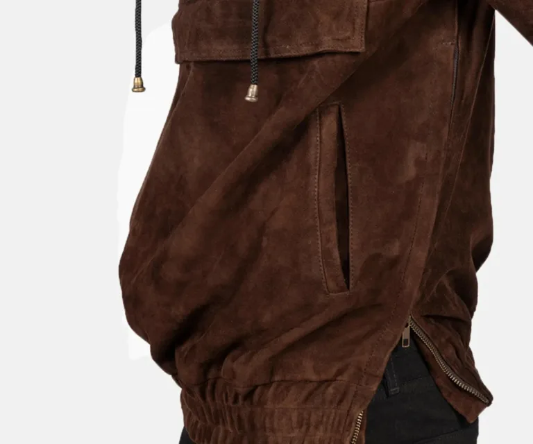 Kenton Hooded Mocha Suede Pullover Jacket — view 6