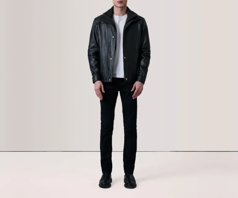 Klen Black Classic Jacket — Quarter Angle Profile & Contoured Sleeve Detail