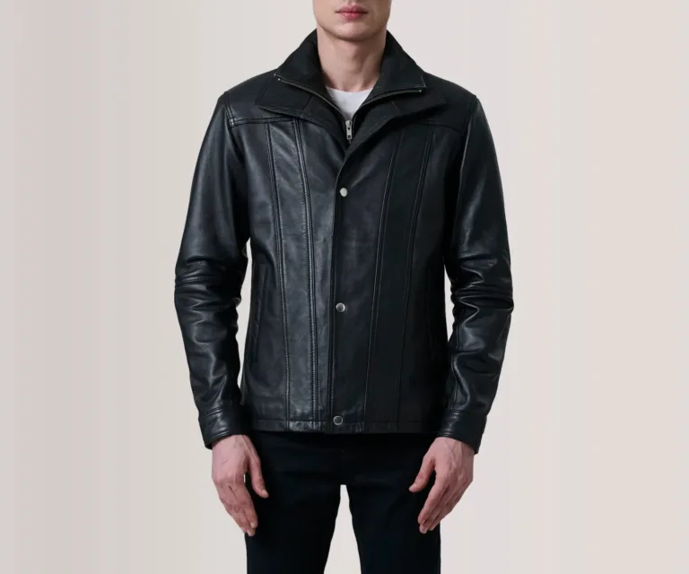 Klen Black Classic Jacket — Macro Detail Texture, Stitching & Hardware