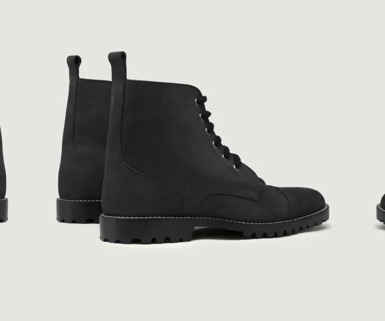 Knight Derby Black Matte Nubuck Leather Boots - TerraGrip Handcrafted Men's Footwear — Heel Counter & Rear View