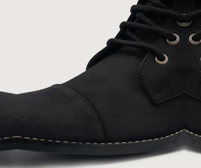 Knight Derby Black Nubuck Leather Boots Handcrafted Men's Footwear — Complete Pair Presentation