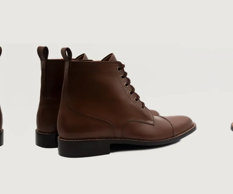 Knight Derby Brown Leather Boots Handcrafted Men's Footwear — Toe Cap & Vamp Detail