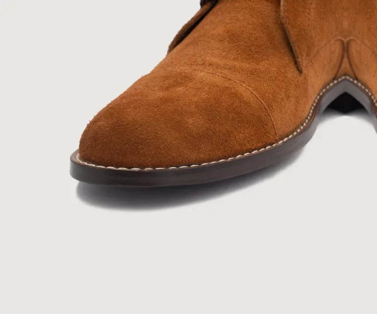 Knight Derby Brown Suede Leather Boots Handcrafted Men's Footwear — Complete Pair Presentation
