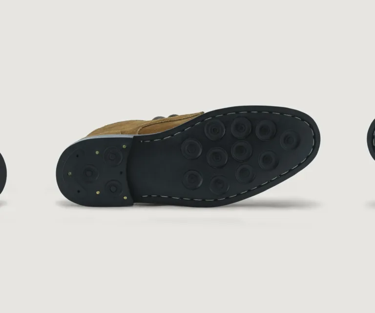 Knight Derby Brown Suede Leather Boots - StudGuard Handcrafted Men's Footwear — Outsole Tread & Seam Craftsmanship