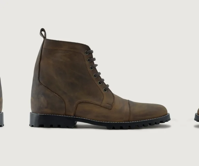 Knight Derby Burnt Copper Pullup Leather Boots - TerraGrip Handcrafted Men's Footwear — Three-Quarter Perspective