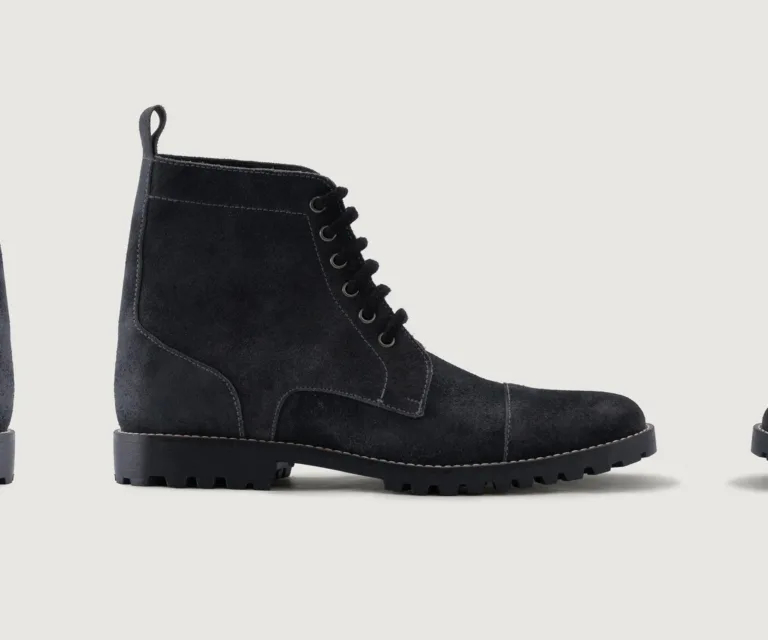 Knight Derby Grey Suede Leather Boots - TerraGrip Handcrafted Men's Footwear — Three-Quarter Perspective