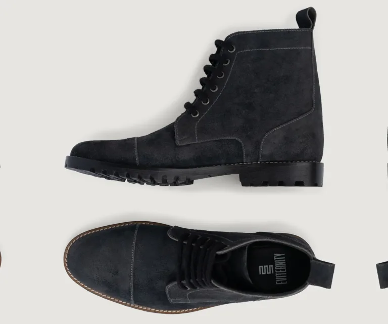 Knight Derby Grey Suede Leather Boots - TerraGrip Handcrafted Men's Footwear — Toe Cap & Vamp Detail
