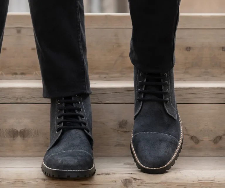 Knight Derby Grey Suede Leather Boots - TerraGrip Handcrafted Men's Footwear — Outsole Tread & Seam Craftsmanship