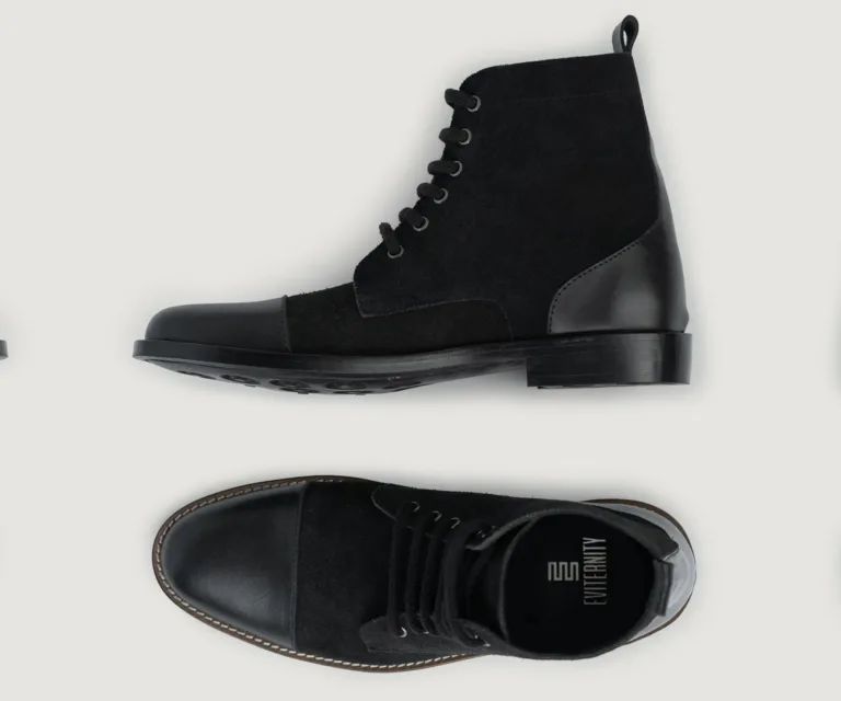 Knight Derby Hybrid Black Leather Boots - StudGuard Handcrafted Men's Footwear — Toe Cap & Vamp Detail