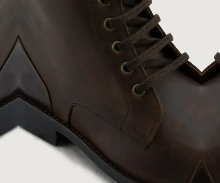 Knight Derby Hybrid Brown Leather Boots - StudGuard Handcrafted Men's Footwear — Outsole Tread & Seam Craftsmanship