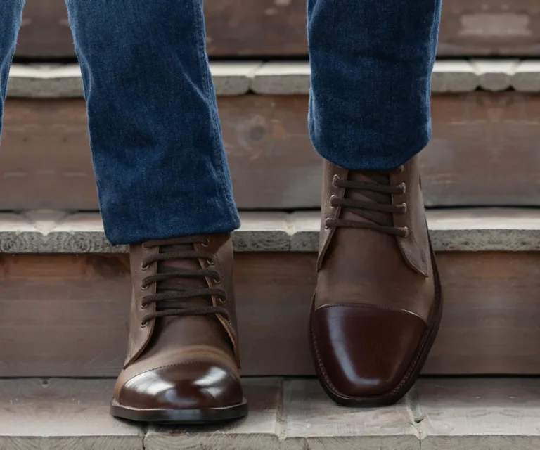 Knight Derby Hybrid Brown Leather Boots - StudGuard Handcrafted Men's Footwear — Complete Pair Presentation