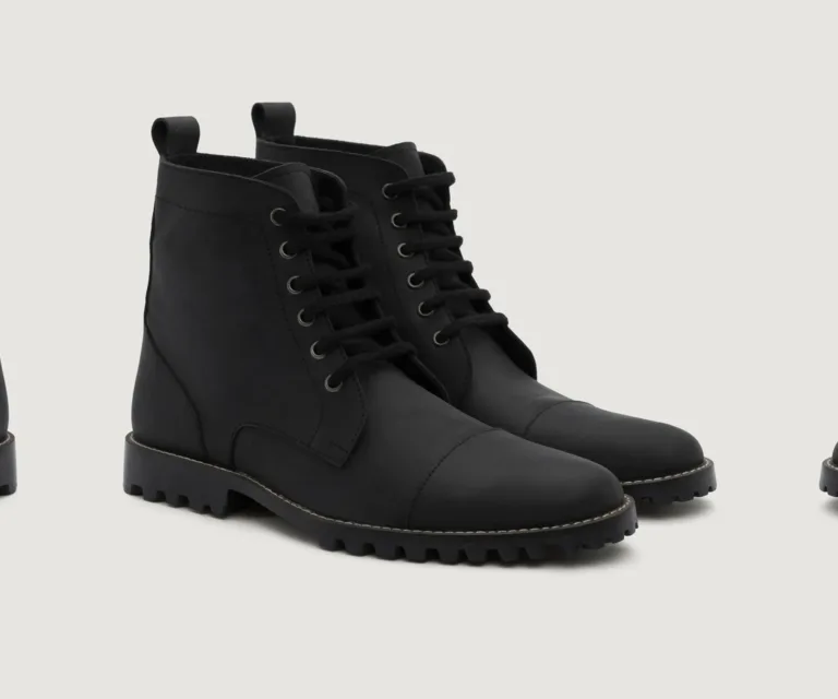 Knight Derby Matte Black Pullup Leather Boots - TerraGrip Handcrafted Men's Footwear — Lateral Profile Hero View
