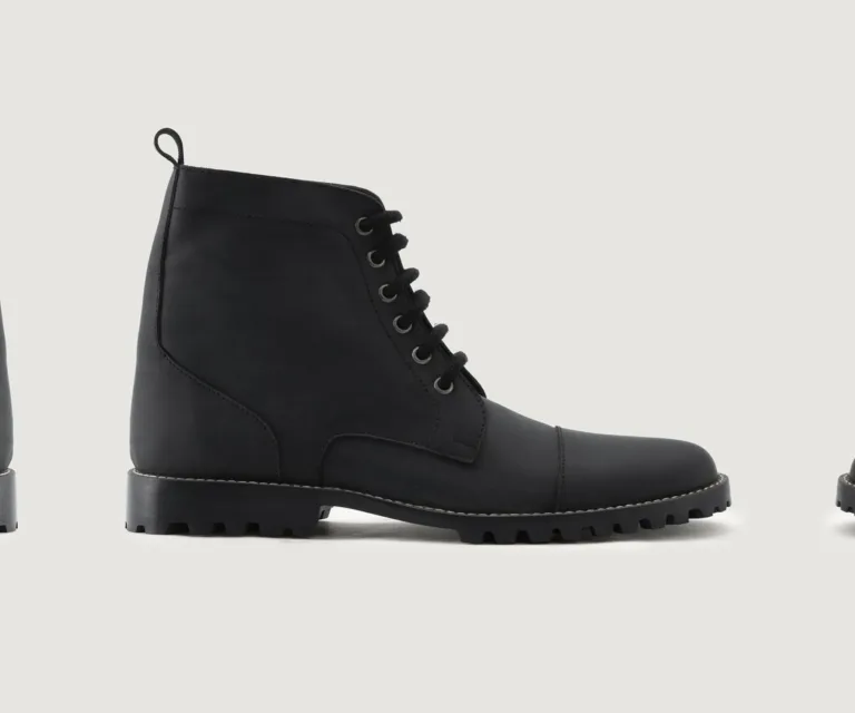 Knight Derby Matte Black Pullup Leather Boots - TerraGrip Handcrafted Men's Footwear — Three-Quarter Perspective