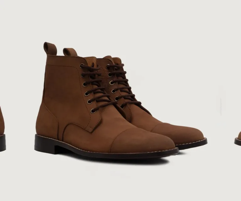 Knight Derby Oil Pull-up Brown Leather Boots Handcrafted Men's Footwear — Lateral Profile Hero View